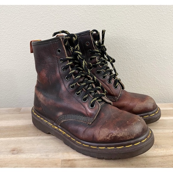 Vintage RARE Dr. Martins 1460 Dark Brown Lace up Leather Boots - Picture 1 of 9
